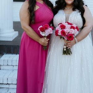 Azazie Fuchsia bridesmaid dress.